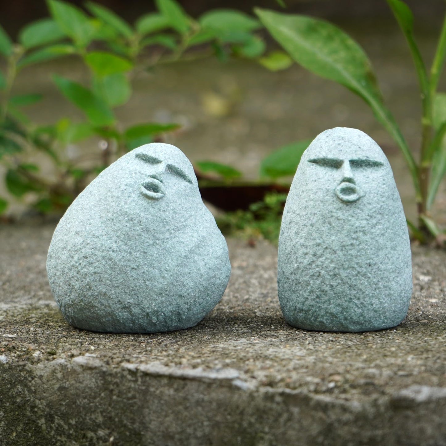 Daisylily Cute Stone Primitive Man Figurine: Funny Stoneman Statue for Outdoor Decor, Carving Face Garden Home Decoration Fish Tank Ornament - Stone Man C