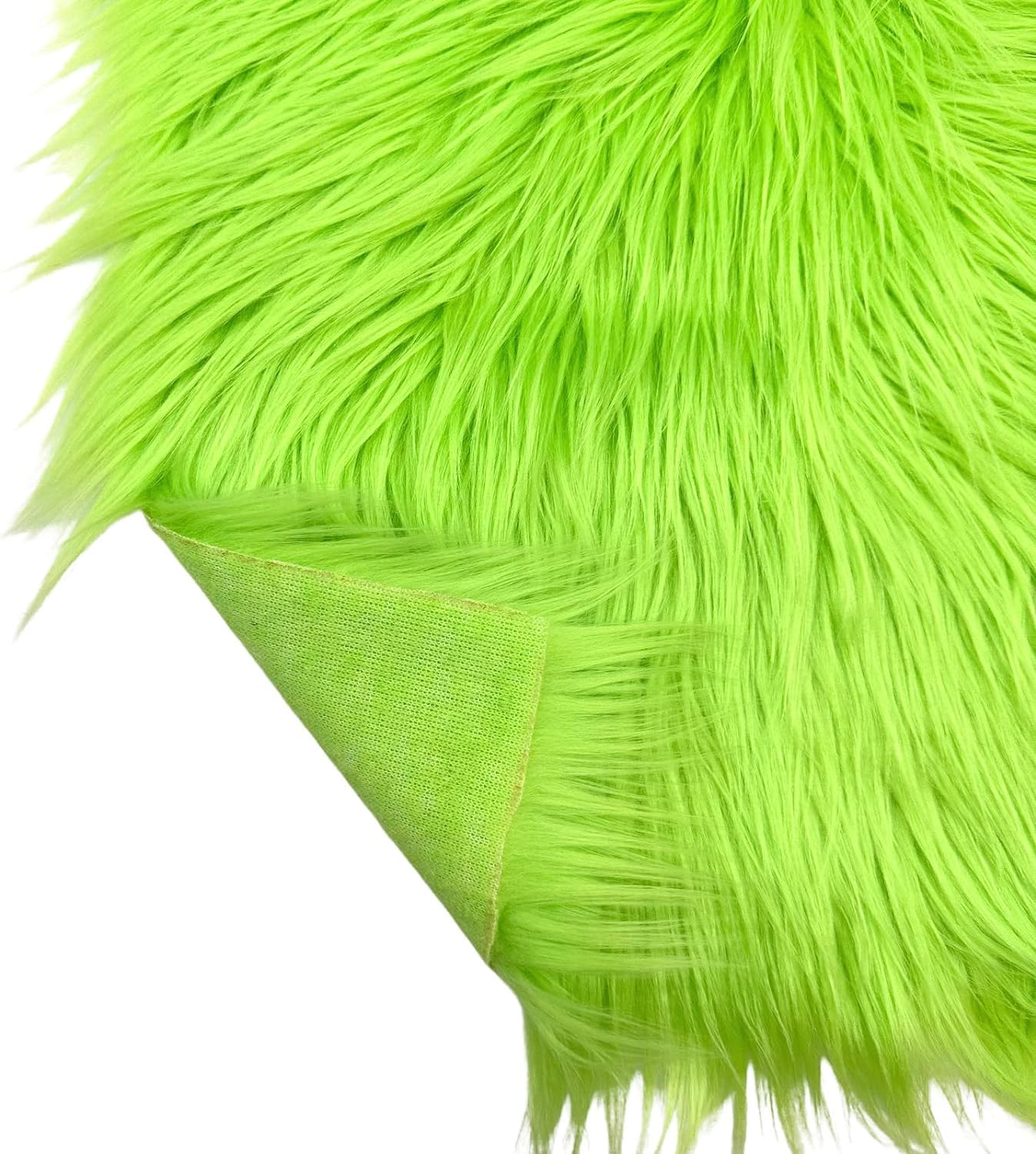 Ice Fabrics Faux Fur Fabric Squares - 10x10 Inches Pre-Cut Craft Fur - Shaggy Mohair Fabric for Costumes, Apparel, Rugs, Pillows, Decorations and More - Lime Green - 10"x10"