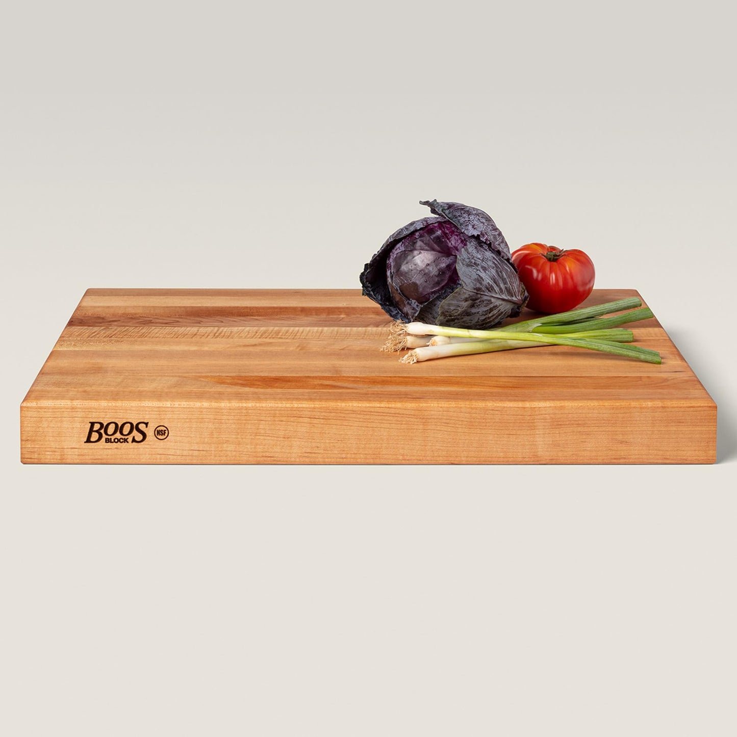 John Boos RA-Board Series Rectangular Wooden Maple Cutting Board 24”x18” – 2.25” Thick, 30-lb Reversible Butcher Block with Edge-Grain & Finger Grips – Made in the USA