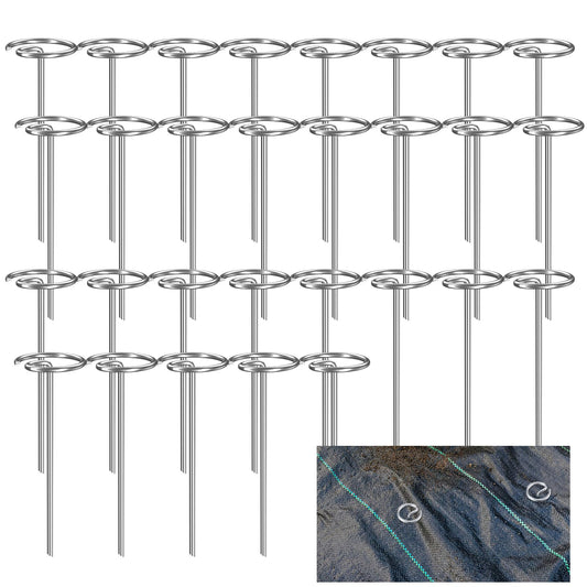 60 Pcs 7 Gauge Thickened Landscape Staples, 6in Anti-Rust Galvanized Garden Stakes, Heavy Duty Landscape Circle Top Pins, Ground Cover Fabric Stakes for Securing Lawn Fabric Weed Barrier