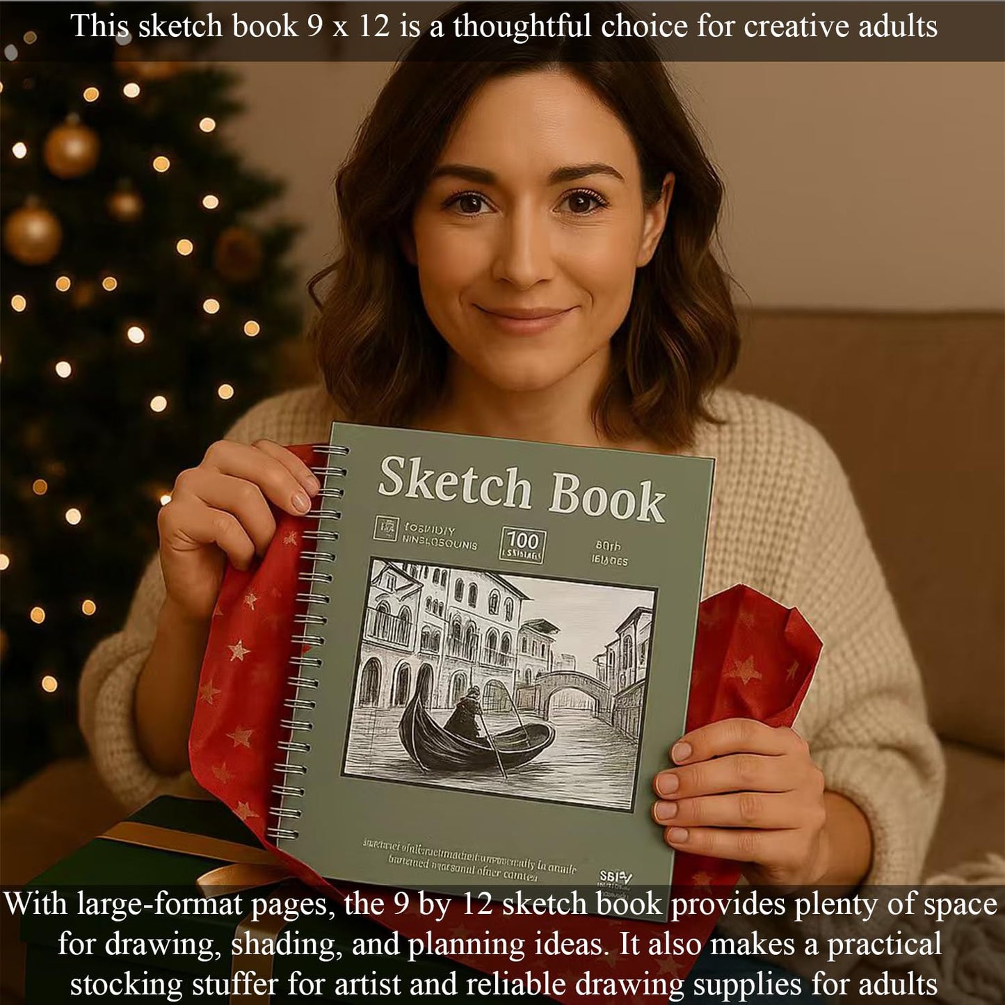 9 x 12 Sketchbook, 68lb/100gsm Sketch Pad 100 Sheets Spiral Bound Acid Free Drawing Paper with Hard Cover Art Paper for Drawing and Painting for Graphite Pencil, Charcoal, Pastels, for Kids & Adults