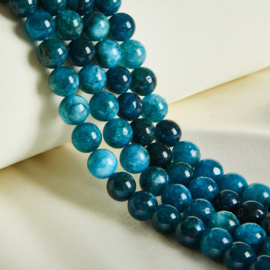 35pcs 10mm Natural Apatite Beads Gemstone Beads Round Loose Beads for Jewelry Making