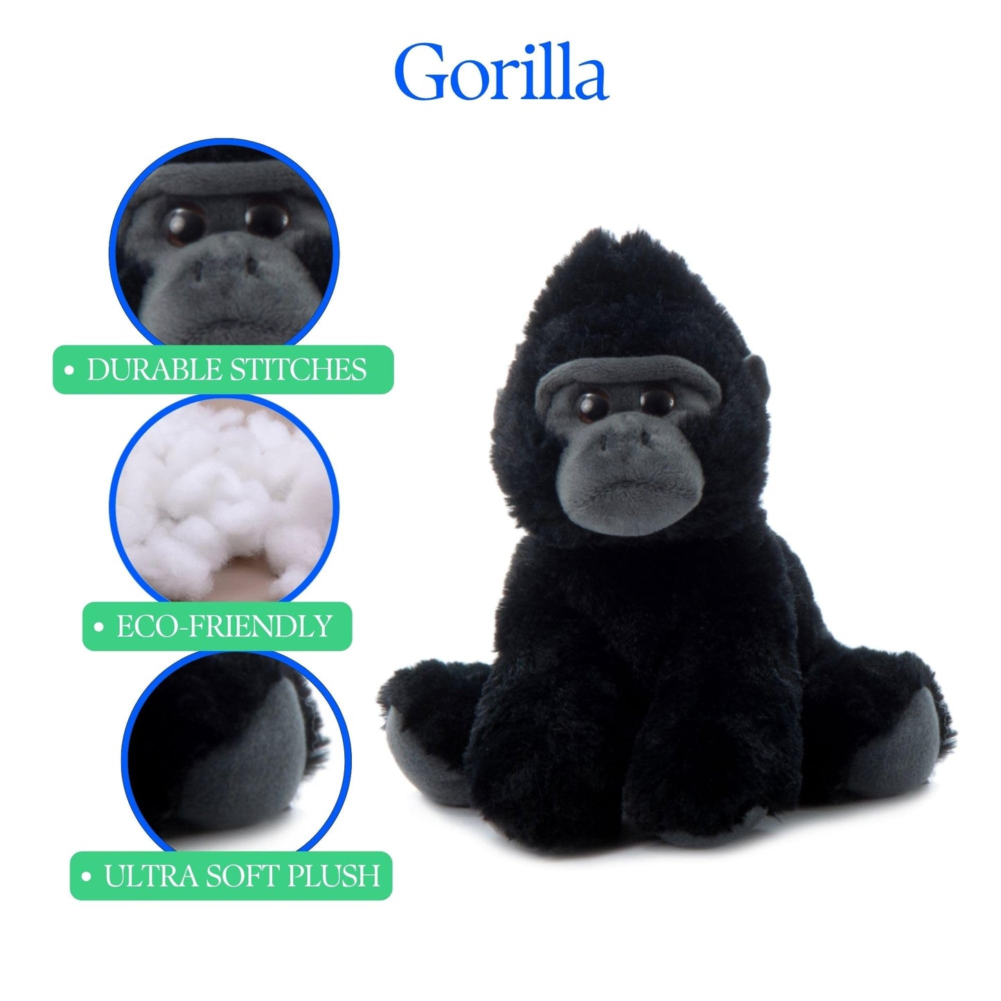 The Petting Zoo Gorilla Stuffed Animal, Gifts for Kids, Wild Onez Zoo Animals, Gorilla Plush Toy 9 inches