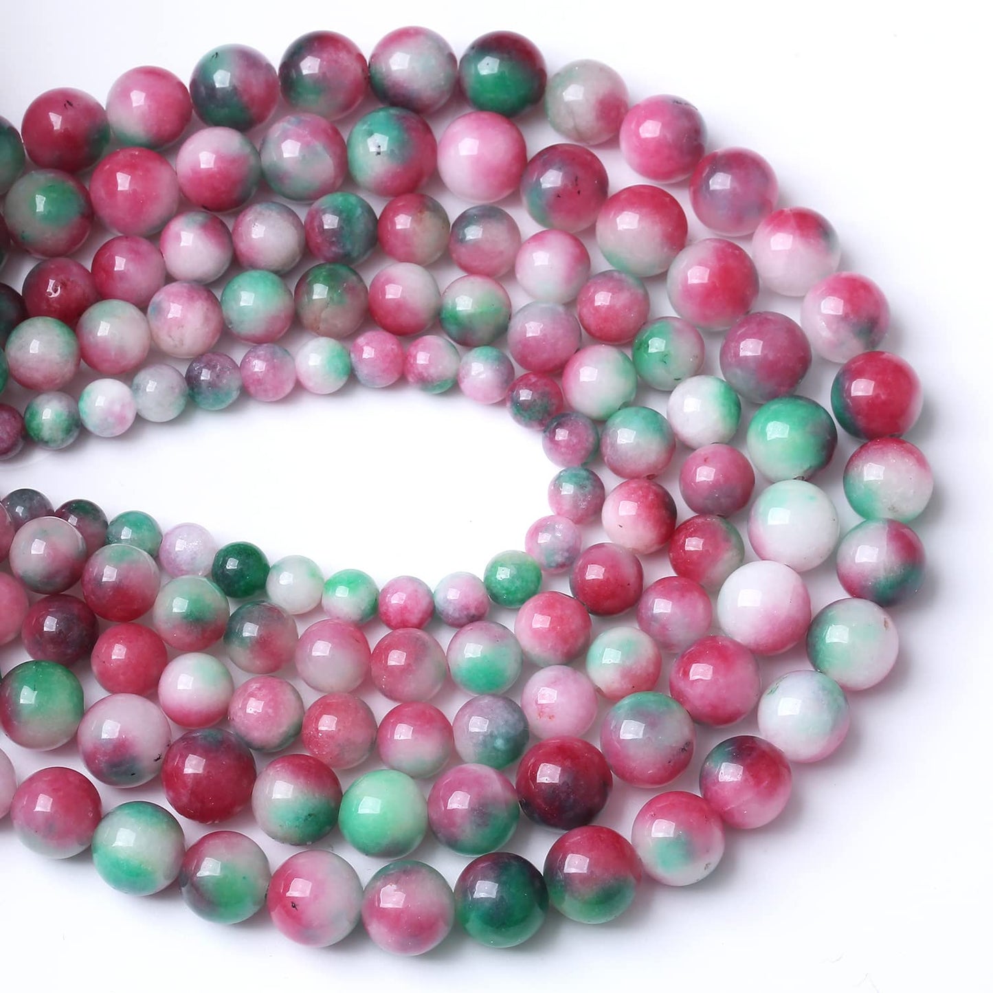 60pcs 6mm Natural Green Red Epidote Jade Stone Round Loose Spacer Beads for DIY Jewelry Making Necklaces Bracelets Healing Energy Beads (Epidote Jade, 6mm)
