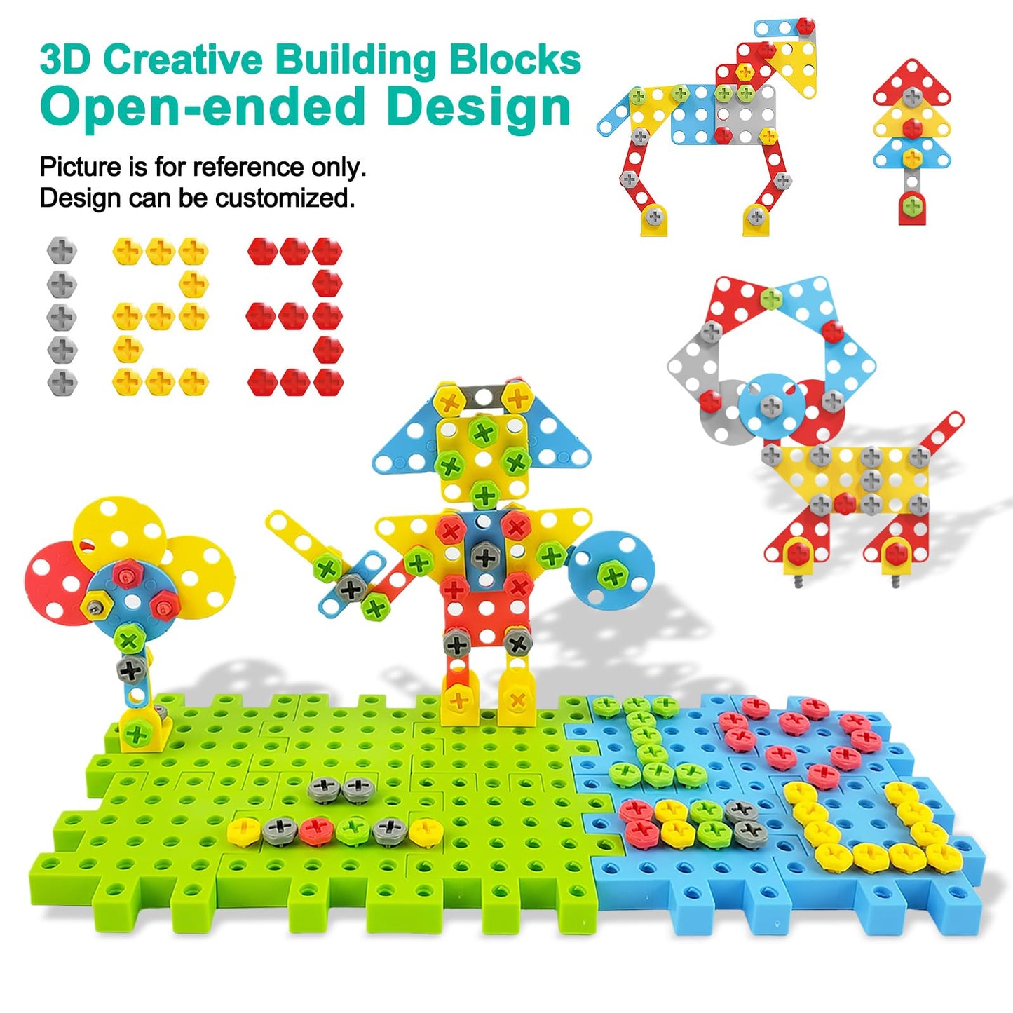 IIROMECI STEM Education Building Toys, 248 PCS Electric Gear Building Blocks Toys Set with Drill, Toddler Screw Toy, Kids Tool Set Construction Toy for Boys Girls Gifts Age 3-8
