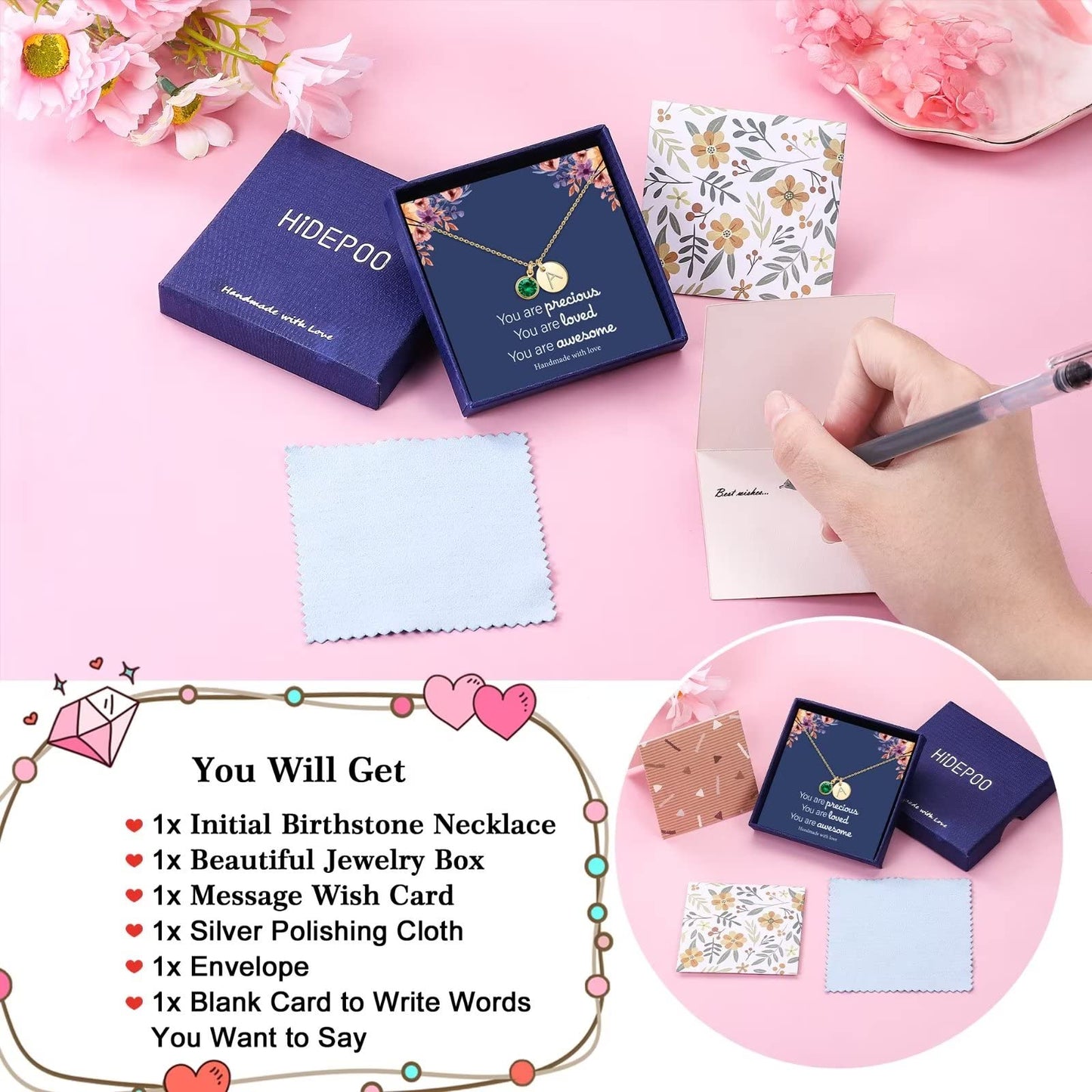 Hidepoo Initial Birthstone Necklace Gifts - Personalized Mothers Day Birthday Gift for Woman Wife Sister Grandma Mom, February Amethyst Birthstone Jewelry for Women, Disc Letter H Necklaces