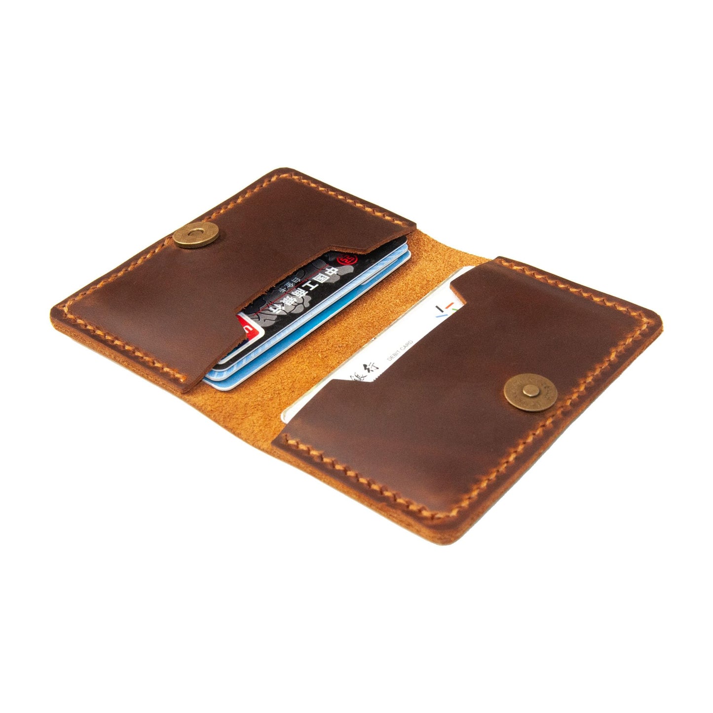 Leather Card Holder, Origami Wallet, Coin Purse Case, Credit Card Wallet, Credit Card Holder, Magnet button wallet Christmas gifts (Brown)