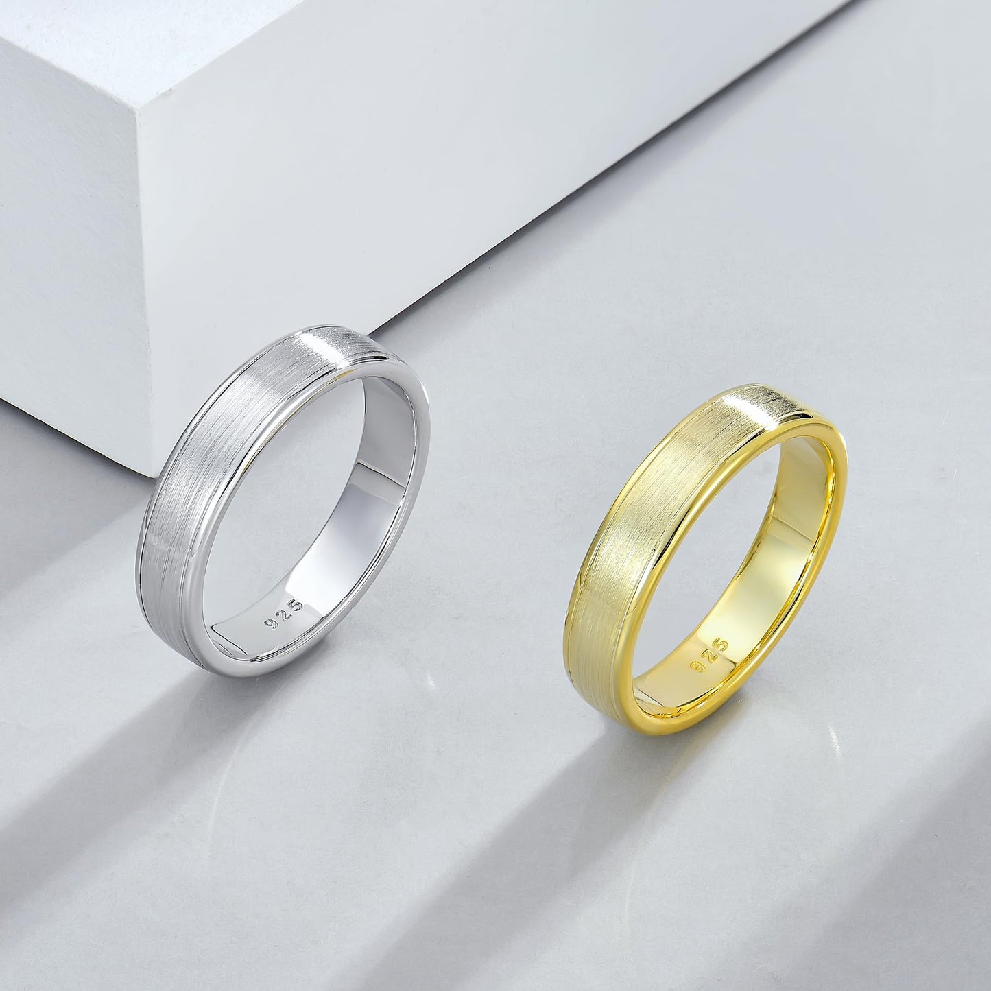 STARCHENIE 5mm Wedding Band Ring, Solid 925 Sterling Silver, Brushed Matte Finish, Comfort Fit, Size 11