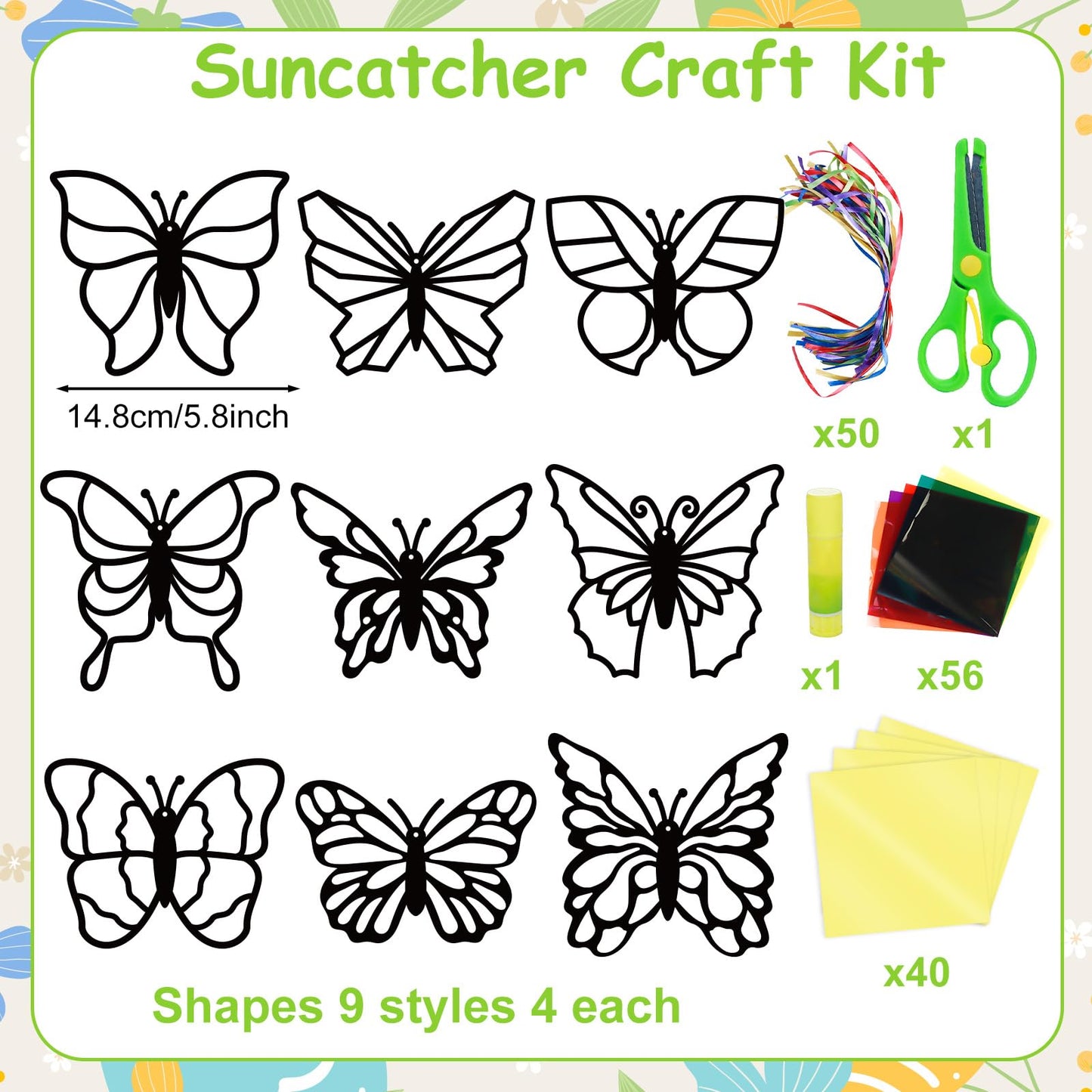 EggSun 36 Sets Butterfly Suncatchers Crafts Kit Ornaments Stained Glass Window Arts and Crafts Supplies for Classroom Holiday Birthday Projects Home Party Favors Decorations Ages 4 8 12
