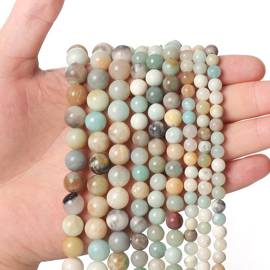45pcs 8mm Natural Amazonite Gemstone Beads Energy Healing Crystal Round Loose Stone Beads for Jewelry Making, DIY Bracelets Necklaces