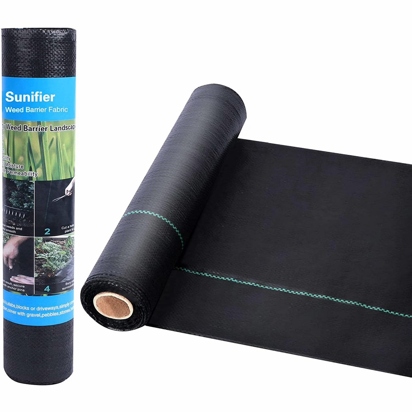 Sunifier Heavy Duty Weed Barrier Landscape Fabric, Woven Geotextile Ground Cover - Premium Weed Control Mat for Garden Beds, Driveways & Landscaping(1.3ft x 50ft)