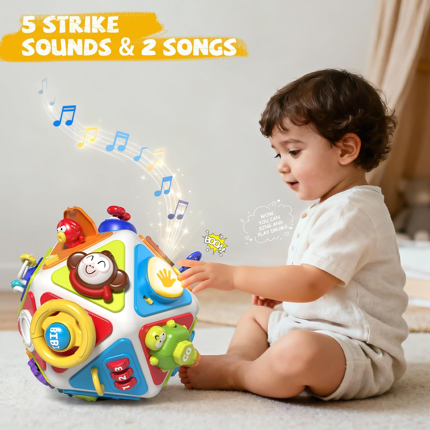 Vanvimen 20-in-1 Toddler Busy Board Activity Cube Toys, Montessori Toy for 1 2 Year Old Boys Girls Kids, Early Educational Active Toy for Toddler 1-3, Christmas Toys Gifts for 1 2 Year Old Boy Girl