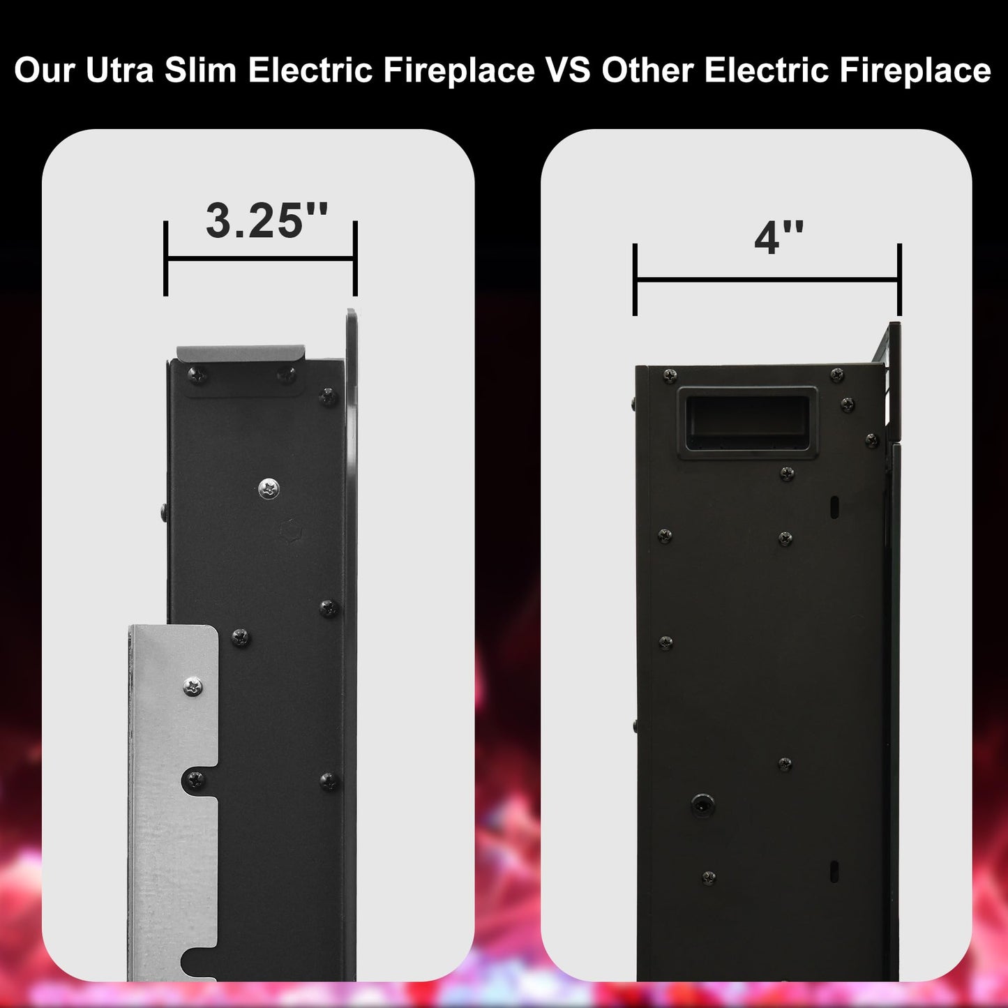 42 in Ultra Thin Electric Fireplace Insert with Remote Control 13 Flame&Flue Bed Colors, Overheat Protection and Thermostat, Low Noise Recessed&Wall Mounted Slim Fireplace Heater Chiminea with Dimmer