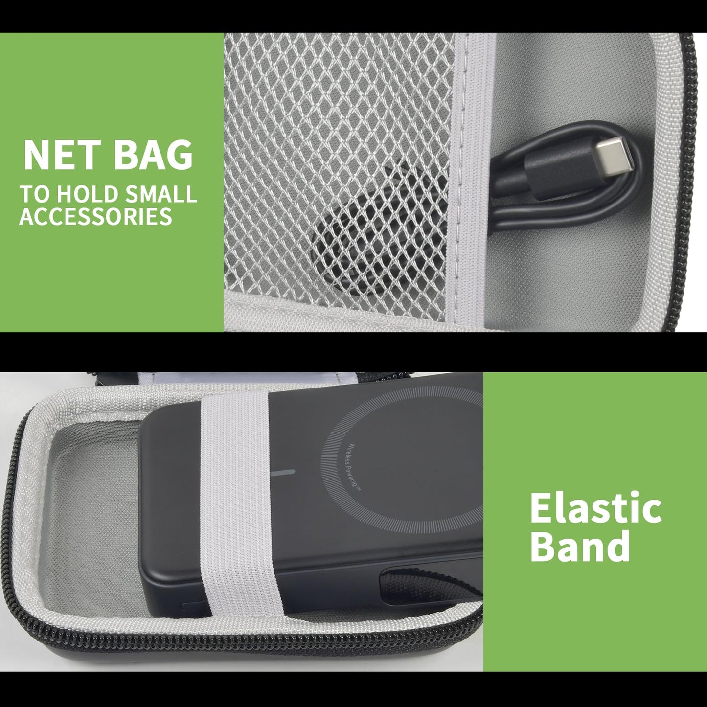 Portable Charger Case Compatible with Anker MagGo Power Bank (10K) 15W MagSafe Battery Pack, Storage Holder for 633/622/621/321/A1654 10000mAh 5000mAh Cell Phone Power Delivery - Carrying Bag Only