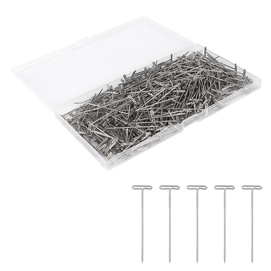 450pcs Wig Pins, 53mm/2.09in Silver Metal T Shaped Sewing Needles Practical Supplies for Wig Sewing Jewelry Making Hanging Picture