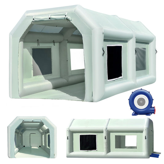OZIS 20x10x8.5Ft Inflatable Paint Booth Tent with Blower Portable Spray Paint Booth with Air Filter System Blow Up Paint Booth for Auto Parts, Furnitures Painting
