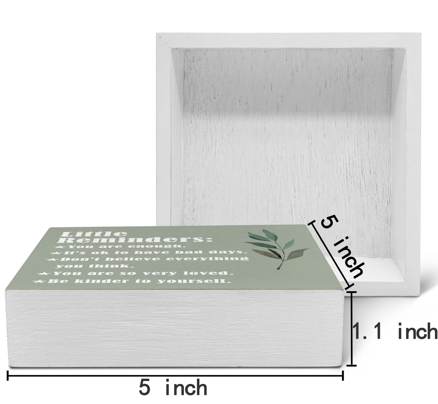 SRADMO Inspirational Little Reminders Wood Box Sign Desk Decor, Inspirational Desk Decor, College Motivational Positive Affirmation Gifts Box Sign For Office Home Dorm Tabletop Shelf Decoration(Greeen)