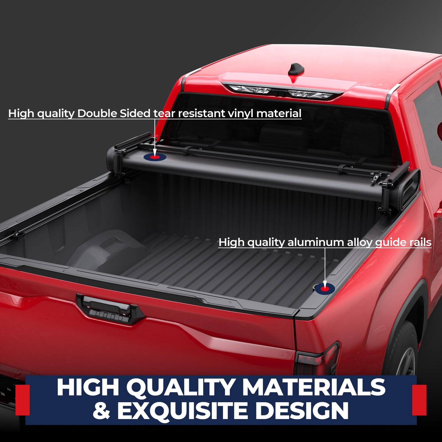 MOSTPLUS Quad Fold Hard Truck Bed Tonneau Cover Compatible with 2014-2025 Toyota Tundra Fleetside for Models with The Deckrail System 5.5 FT-4 Fold Aluminum Bed 66.7 inch
