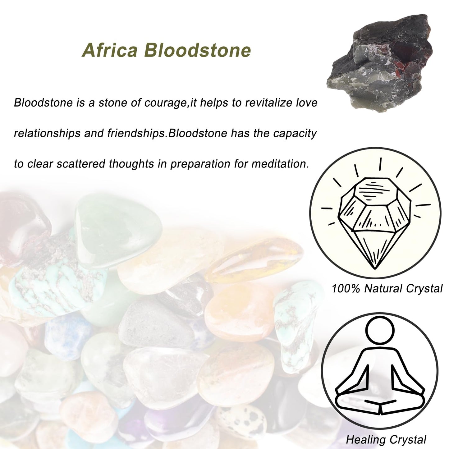 Erliway 1.25-2" African Bloodstone Raw Crystals, Natural Rough African Bloodstone Stone, Healing Raw Stones for Fountain Rock, Home Decor Meditation Energy Balancing Wire Wrapping Wicca & Reiki