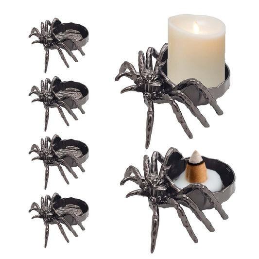 4 PCS Spider Incense Cone Holder Zen Aroma Diffuser Candle Holders, Halloween Decor Spiritual Reiki Table Ornament Healing Gift