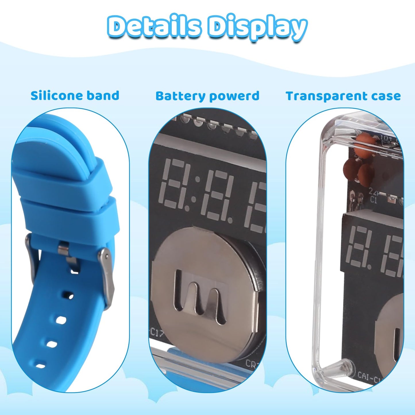 DIY Watch Soldering Practice Kit, PEMENOL 12/24H Selectable Soldering Project Kit, 10S Automatic Sleep Mode, Electronic Learning Kit for Present School College STEM Education, Blue