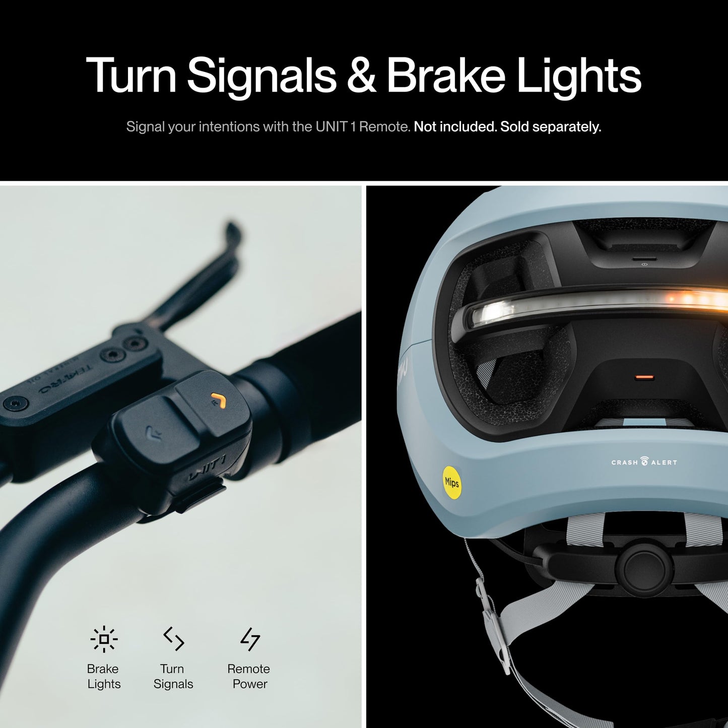 UNIT 1 AURA Hybrid Smart Bike Helmet (Medium) with MIPS + Wireless Handlebar Remote | Front & Rear LED Lights | Turn Signals & Brake Lights | Crash Alert | App-Controlled | Urban & Road Cycling System