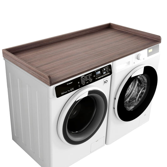 Kaboon Washer Dryer Countertop, Melamine Countertop with Edge Rails - 27.5" Depth x 54" Width Laundry Room Organization, Eucalyptus