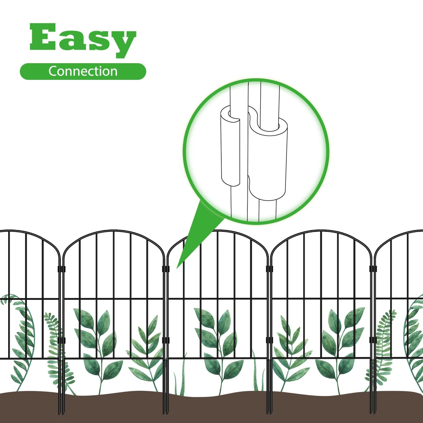 OUSHENG Decorative Garden Fence Fencing 10 Panels, 10ft (L) x 24in (H) Rustproof Metal Wire Border Animal Barrier for Dog, Flower Edging for Yard Landscape Patio Outdoor Decor, Arched