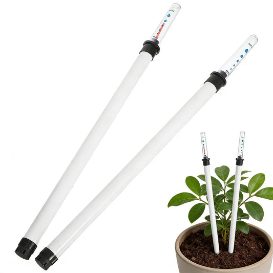 PATKAW 2 PCS Plant Water Meter, 14.15 Inch Soil Moisture Sensor, Professional Water Level Indicator for Large Pots, Flower Boxes, Hydroponics and Greenhouse, White Watering Gauge for Indoor Plants