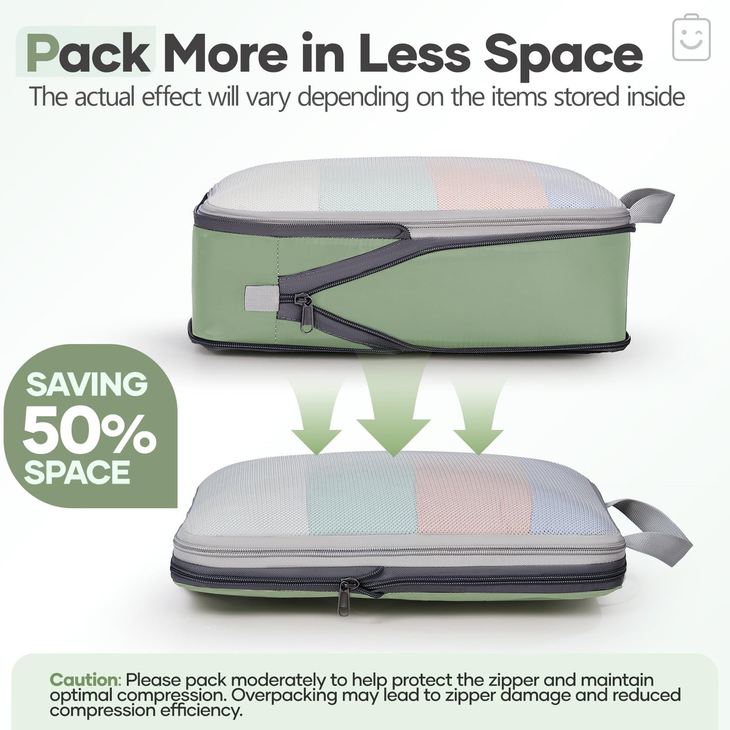 Veken 11 Set Compression Packing Cubes for Travel Essentials,Compressible Expandable Large Luggage Suitcase Organizer Bags for Clothing,Durable Space Saver Storage Bags(Matcha Green)