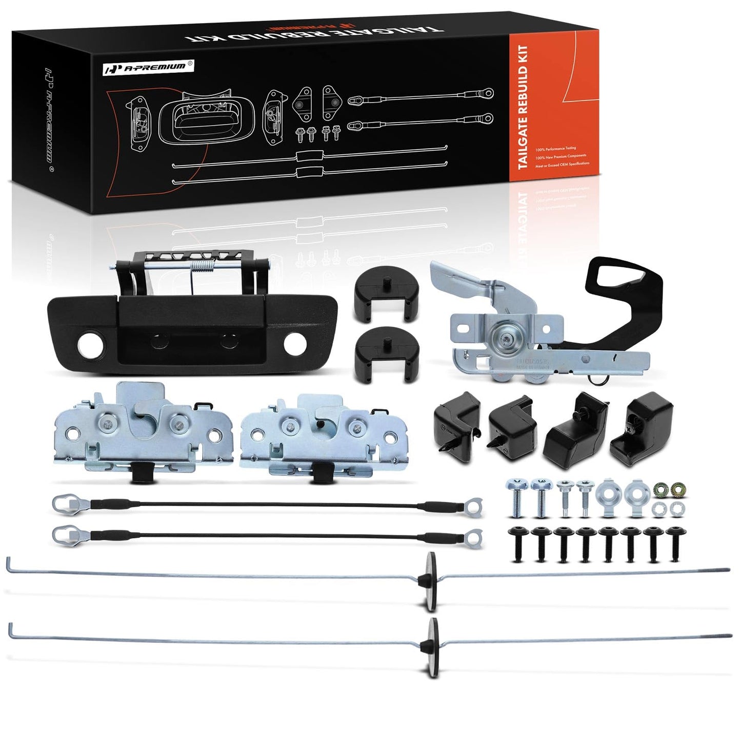 A-Premium Tailgate Rebuild Kit Compatible with Ram 15002500 3500 2013-2016, Rear Tailgate Parts Plastic Handle Latch Rods Bracket Tailgate Support Cables Tailgate Bushing Hinge Bolts (Pack of 32)