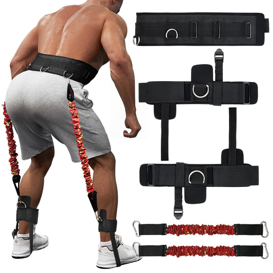 Vertical Jump Trainer with Adjustable Ankle Strap & Belt Horizontal Workout Equipment Leg Resistance Bands for Basketball Football Volleyball Training Equipment