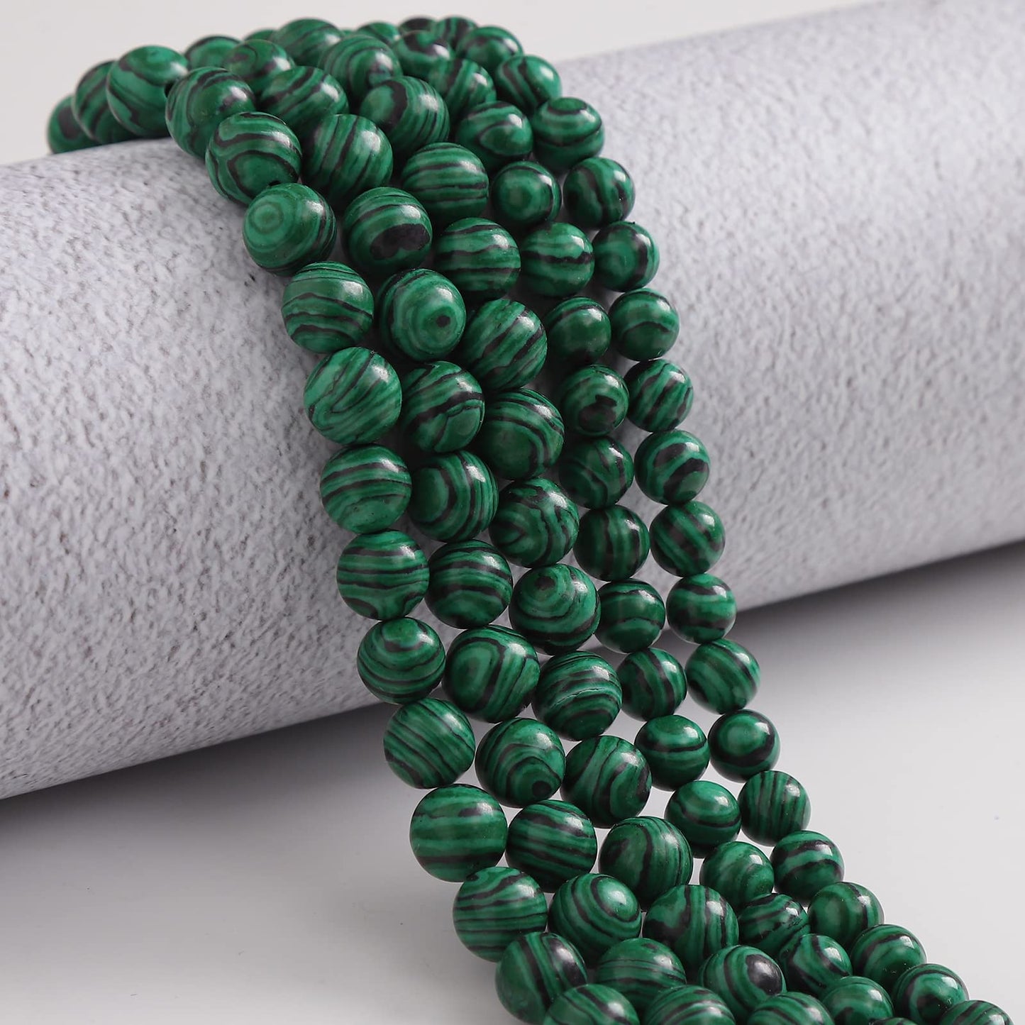 60pcs 6mm Malachite Loose Beads for Jewelry Making, Natural Semi Precious Beads Round Smooth Gemstone Spacer Beads Charms for Necklaces Bracelets
