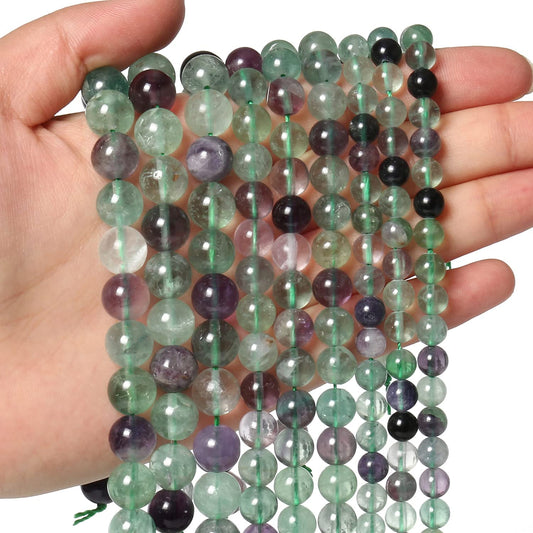 45pcs 8mm Natural Stone Beads Fluorite Beads Energy Crystal Power Gemstone for Jewelry Making, DIY Bracelet Necklace