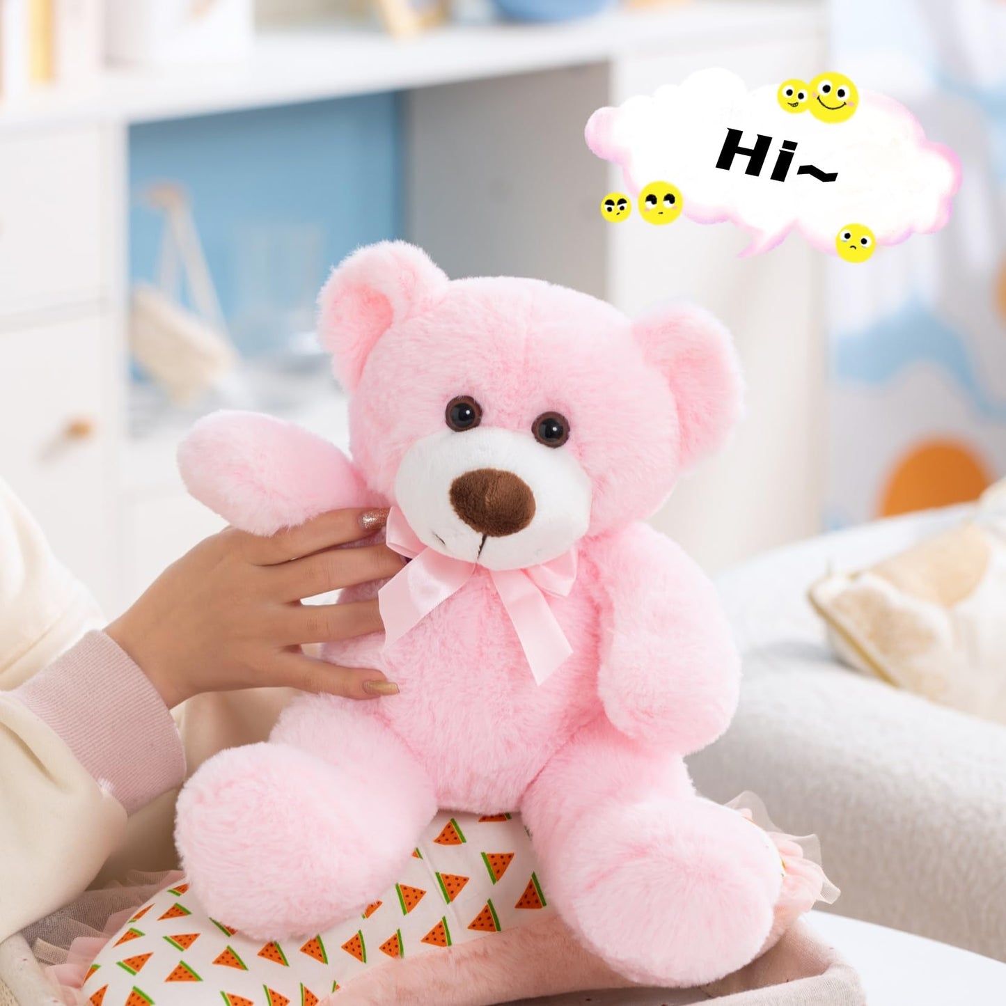 unsnurnoch 14" Pink Teddy Bear Plush Toy, Soft & Cuddly Teddy Bear Stuffed Animal with Cute Bow, for Girls, Girlfriends, Ideal for Valentine’s Day, Birthday, Christmas