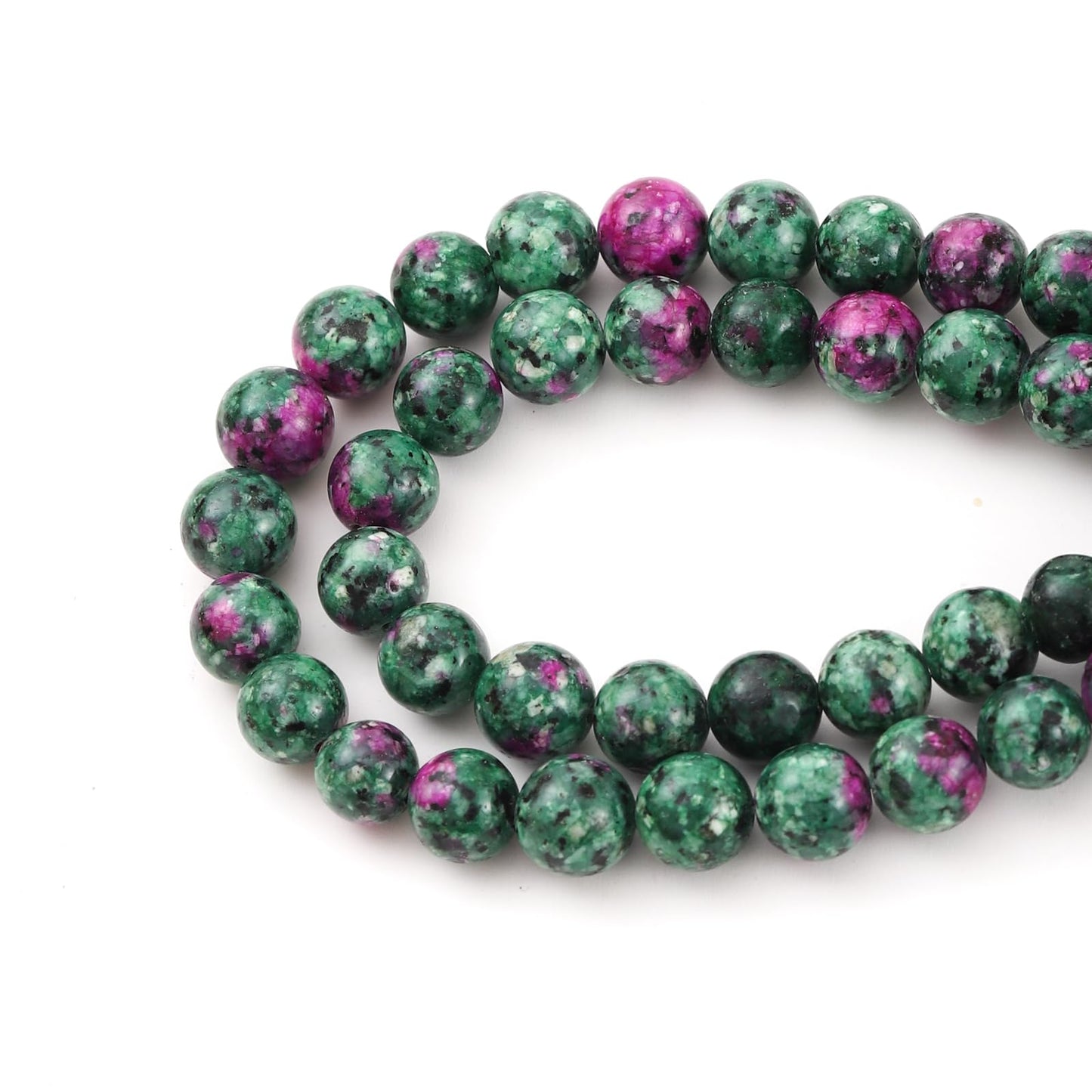8mm 45pcs DIY Natural Ruby Zoisite Stone Beads Round Healing Crystal Gemstone Loose Beads for Jewelry Making Handmade Bracelet Necklace