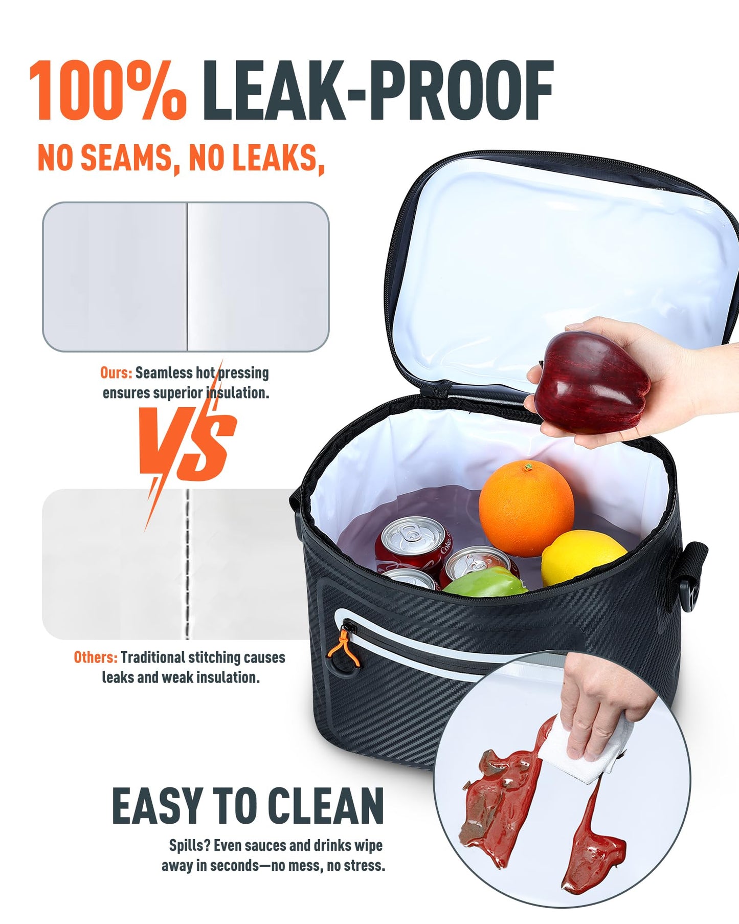 Mini Cooler Lunch Bag, 7 Can Insulated Ice Chest Box for Men Women, Waterproof, Leak-Proof, Portable Lunch Box for Work, Beach, Drink, Travel, Camping, Picnic (Small, Black)