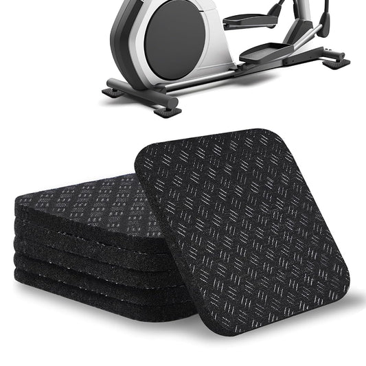 LOOEEL 6PCS Treadmill Mats,High Density Equipment Pads 4 x 4 x 0.2 inch Double-Sided Non-Slip Exercise Equipment Mat for Floor Protection,Washing Machine Pads,Walking Pad,Exercise Bike,Home Gym etc.