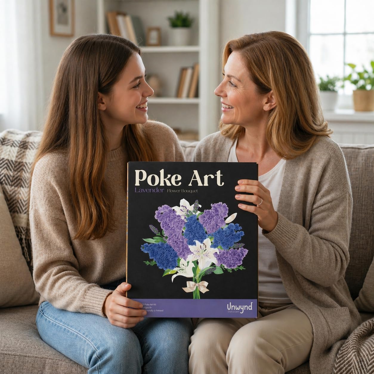 Unwynd Poke Art Lavender Flower Bouquet | Mess-Free Arts and Crafts for Adults | Teen Craft Kits, Mother's Day Flowers Gift | Gifts for Mother, Women and Men