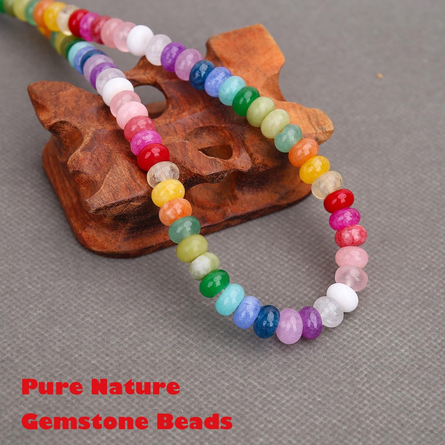 BONNY BOXX 1 Strand Natural 5 * 8mm Mulitcolor Rondelle Beads, Natural Abacus Disk Stone Beads Loose Spacer Gemstone for DIY Bracelet Necklace Jewelry Making