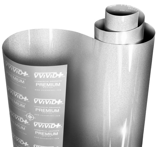 VViViD+ Ultra Gloss Silver Metallic Vinyl Car Wrap Premium Paint Replacement Film Roll with Nano Air Release Technology, Stretchable Protective Cap Liner, Self Adhesive, Indoor Outdoor (50ft x 5ft)
