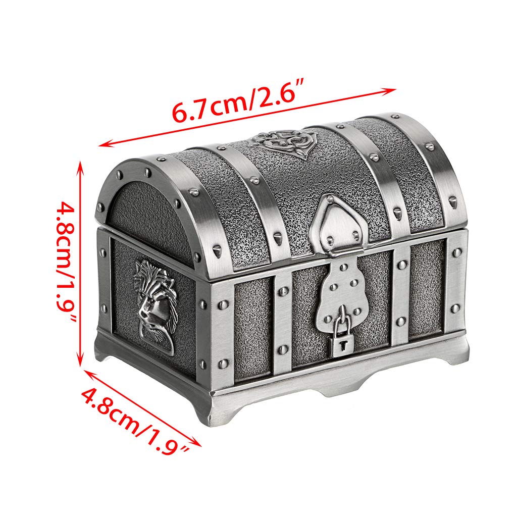 Hipiwe Vintage Metal Jewelry Box Treasure Trinket Chest,Smal Ring Earrings Necklace Keepsake Gift Holder Case for Ladies Women (Small)