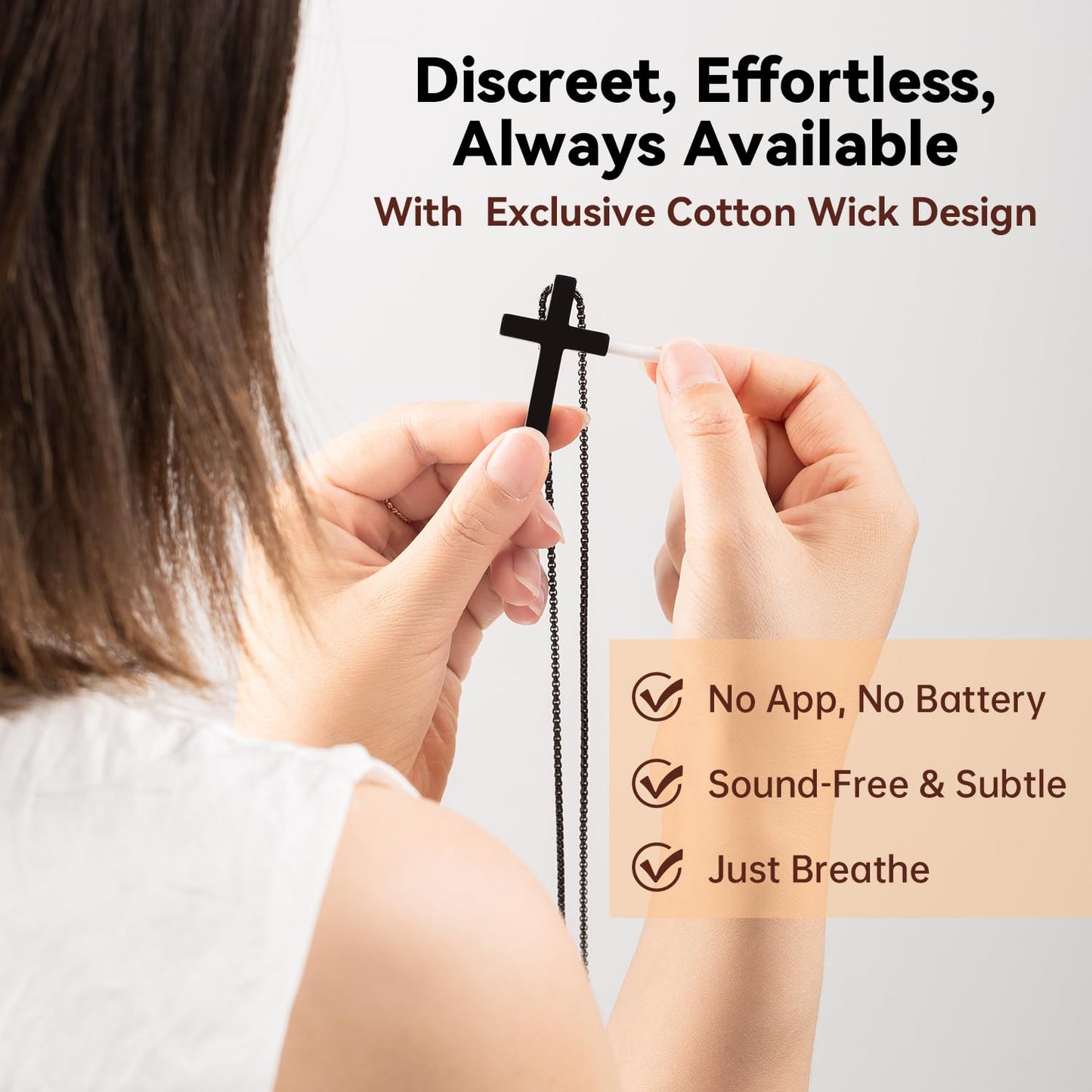 FUNPAR Cross Breathing Necklace for Anxiety Relief and Relaxation, Breathlink Design Quit Smoking Aid, Stainless Steel Mindfulness Tool to Calm, Stylish Wellness Gift for Adults(Black 4:6)