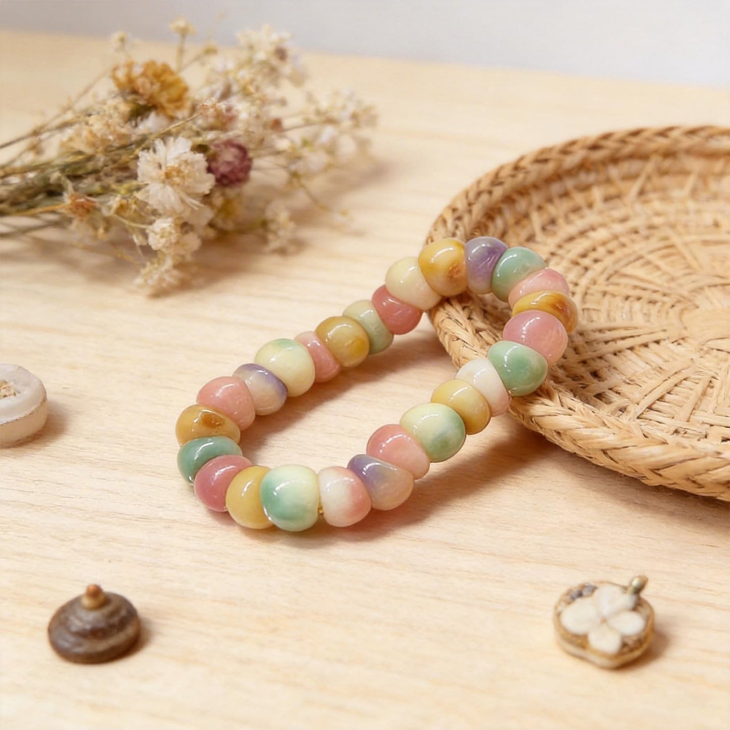 Embtrem Fidget Bracelet Natural Bodhi Seeds Beaded Bracelets Zen Fidget Stretch Bracelets Alleviate Anxiety Stress Protection Healing Bodhi Jewelry Gifts for Women Men