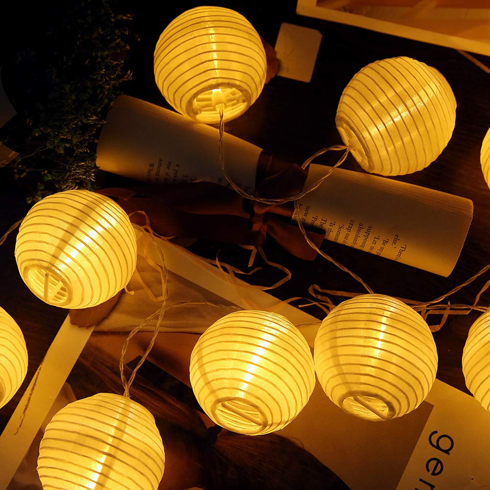 Cobus CozyHome Lantern String Lights Outdoor - 20 Lantern LEDs & 23 ft with 8 Modes | Warm White Outdoor Lampion String Lights Electric Lighting 23 ft