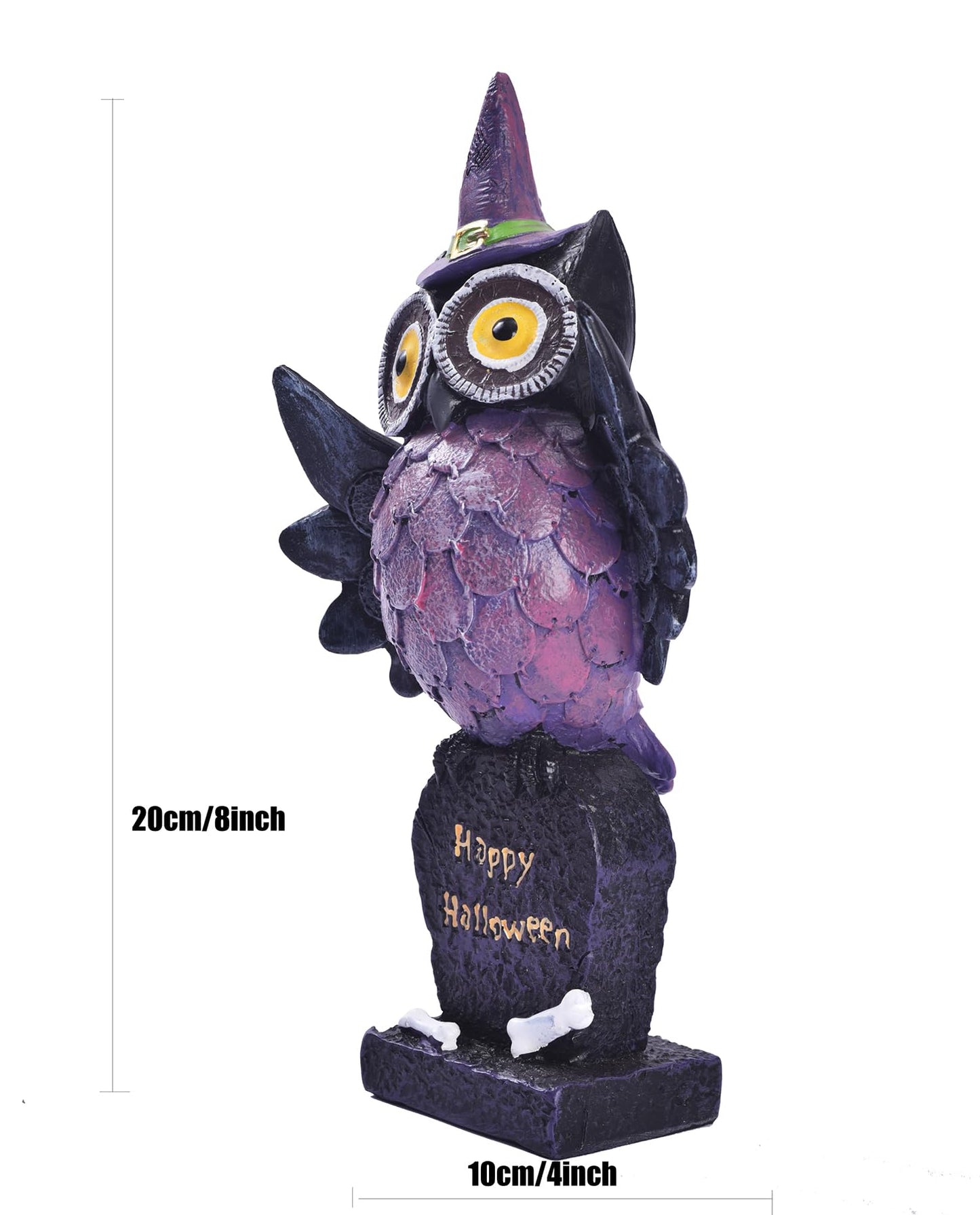 voiyio Resin Owl Statue Decor Home Indoor Halloween Party Decoration Figurine with Witch Hat Room Table Decoration Aesthetic Works of Art of Plastic (Purple)