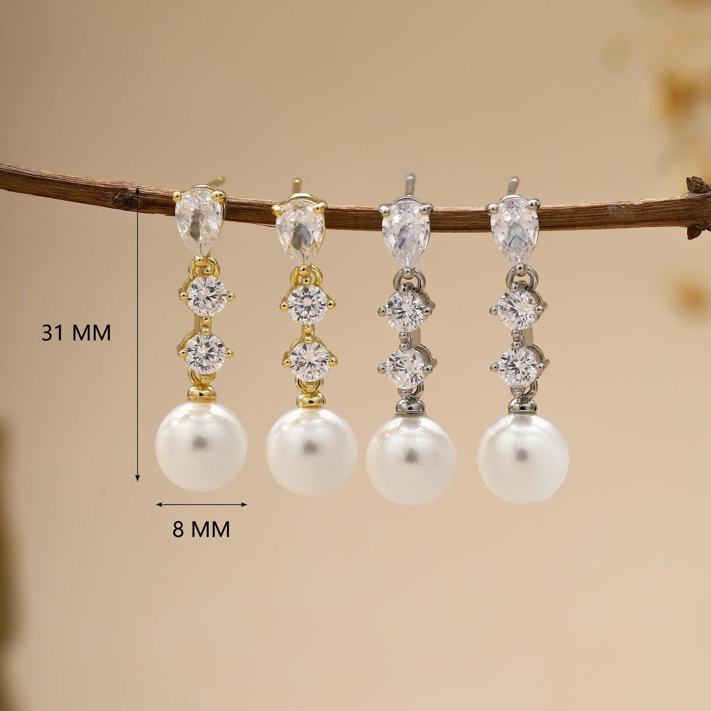 Solistra Pearl Earrings for Women Dainty Diamond Flower Silver Plated Dangle Earrings for Weddings Gifts Bridesmaid Gifts