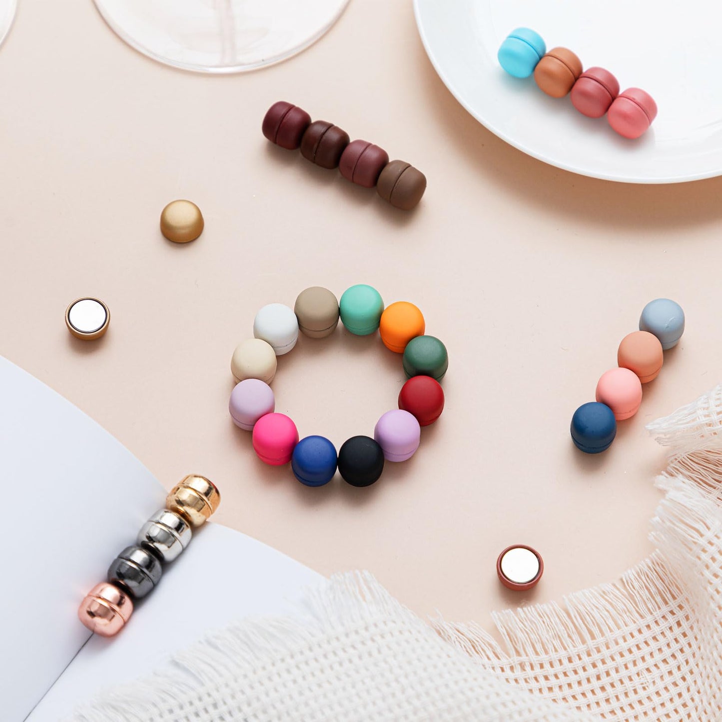 Janinka 30 Pairs Strong Hijab Magnets Pins for Women No-snag Multi-use Hijab Magnetic Buttons Bulk Colorful Pinless Magnetic Clasp for Hijabs Scarf Veil Clothes Dress