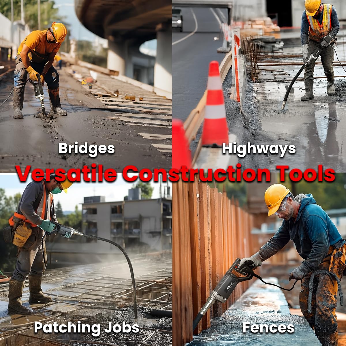 XtremepowerUS 780W Handheld Vibrator Construction Insertion 5,000VPM Flexible Shaft Portable Pencil Cement Vibrator Remove Air Bubble and Mix Concrete