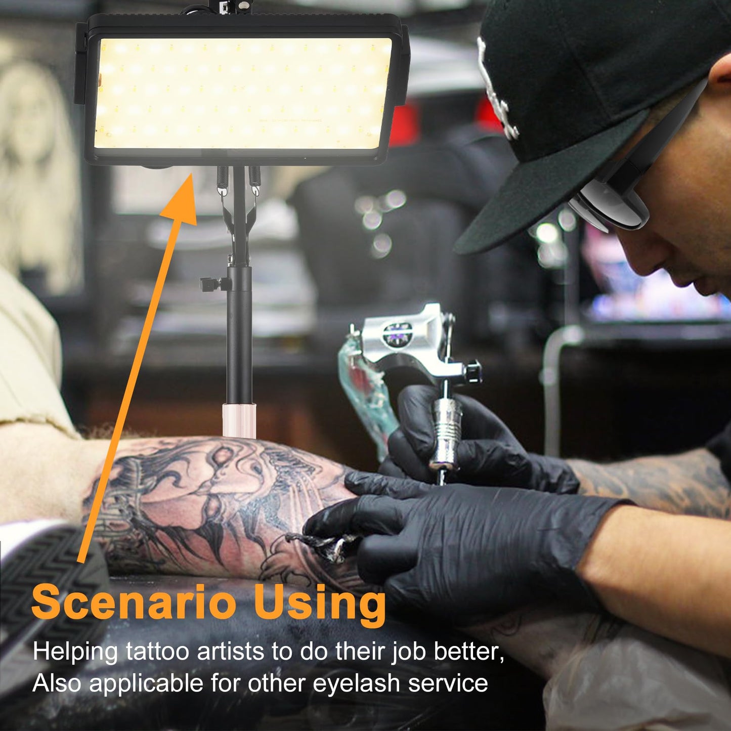 Tattoo Light Kits and120 LED Polarized Light for Tattoo Kit with 52 mm Polarized CPL Len, Tripod Stand, LED Tattoo Lamp, Multi-Function Clip,iPad Clip Remove Glare for Taking Tattoo Photos and Live St